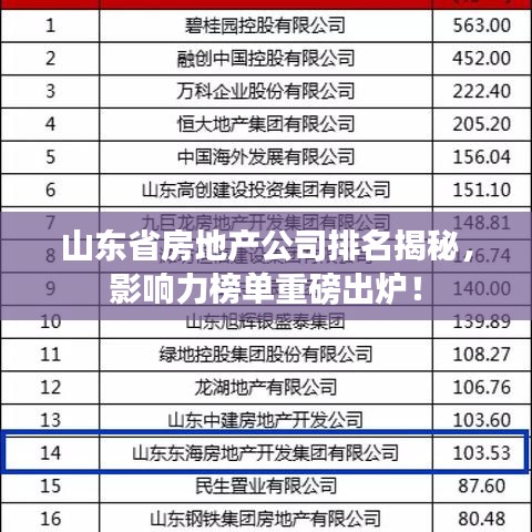 山東省房地產(chǎn)公司排名揭秘，影響力榜單重磅出爐！
